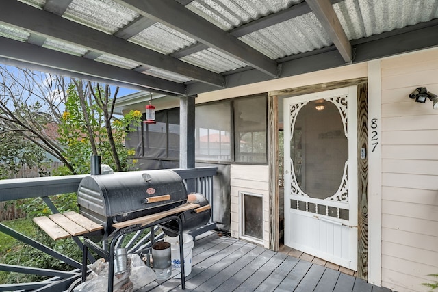 deck featuring a pergola