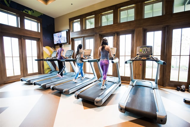 exercise room with plenty of natural light