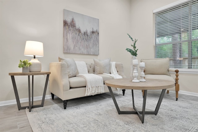 living room with light hardwood / wood-style floors