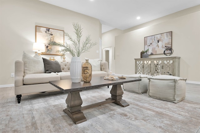 living room with hardwood / wood-style floors