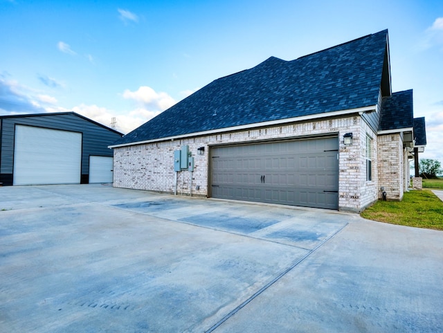 exterior space with a garage