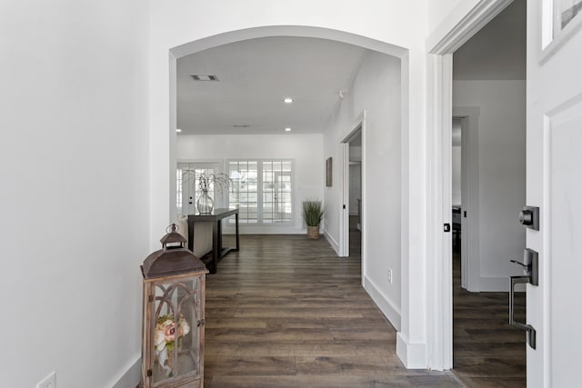 hall featuring dark hardwood / wood-style flooring