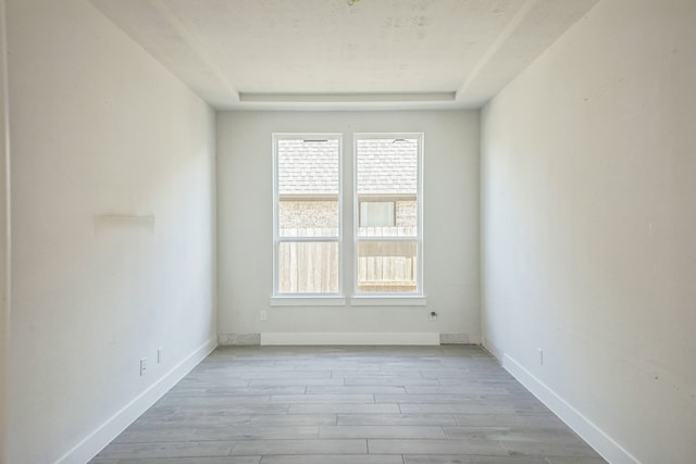 spare room featuring light wood-type flooring