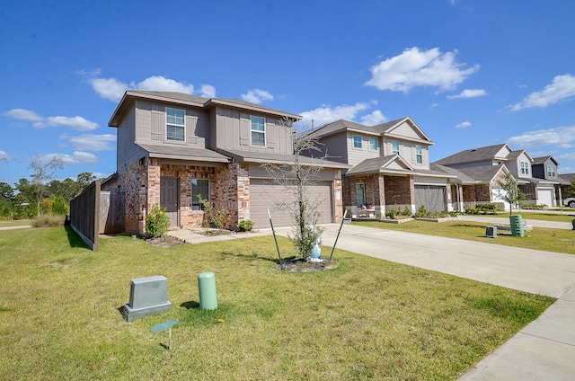 view of front facade featuring a garage and a front lawn