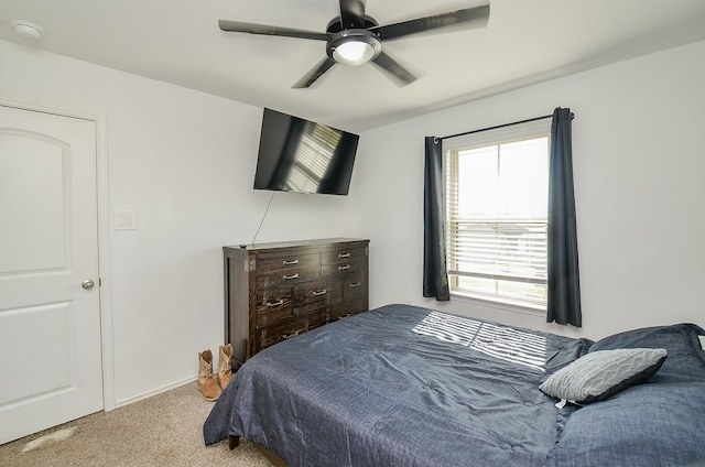 bedroom with carpet floors and ceiling fan