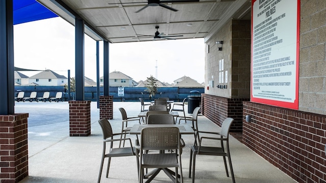 view of patio / terrace featuring ceiling fan