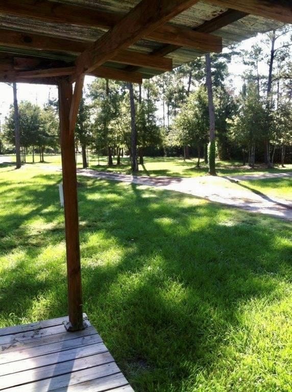 view of yard featuring a wooden deck