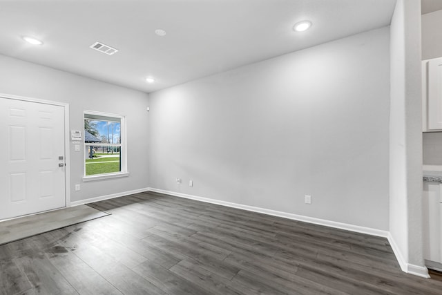 foyer entrance featuring dark wood-type flooring