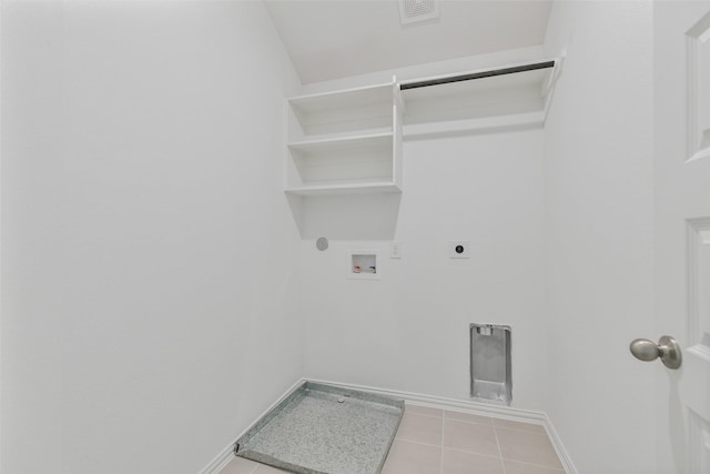 laundry room with visible vents, washer hookup, light tile patterned flooring, hookup for an electric dryer, and laundry area