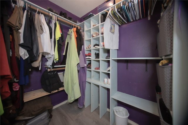 spacious closet featuring hardwood / wood-style floors