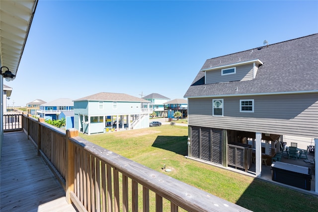 wooden balcony with a deck