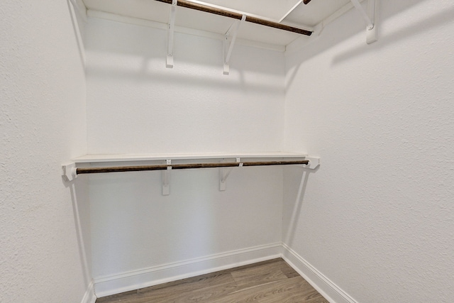 walk in closet with hardwood / wood-style flooring