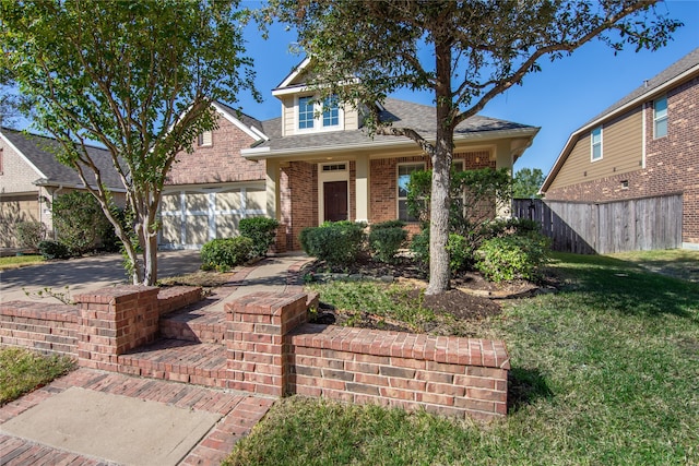 view of front facade featuring a front yard