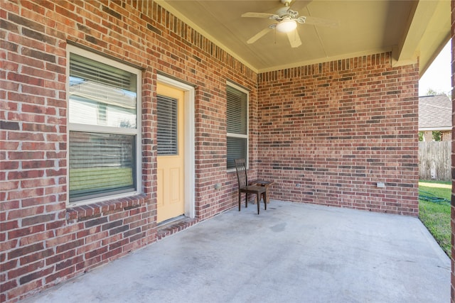 view of patio / terrace featuring ceiling fan