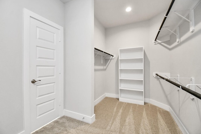 spacious closet with light colored carpet