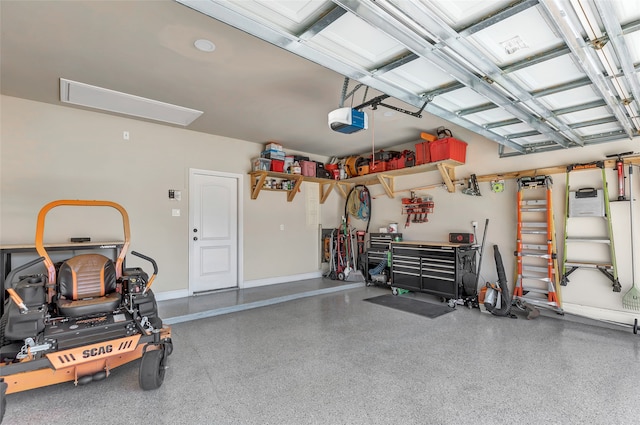 garage with a garage door opener