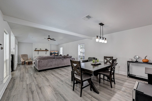 dining room featuring light hardwood / wood-style floors and ceiling fan