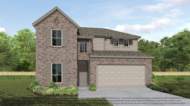 14707 Surfbird Ln, Houston, TX 77049 - traditional-style home with brick siding, driveway, an attached garage, and roof with shingles
