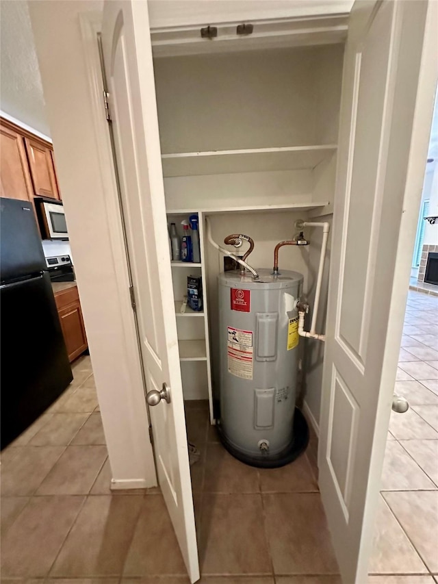 7029 N Holiday Dr, Galveston, TX 77550 - utility room featuring electric water heater