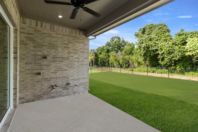 4622 Sycamore Way Rd, Fulshear, TX 77441 - view of patio / terrace with a ceiling fan and view of scattered trees