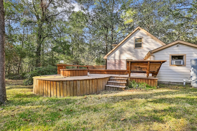 back of house with a yard and a deck