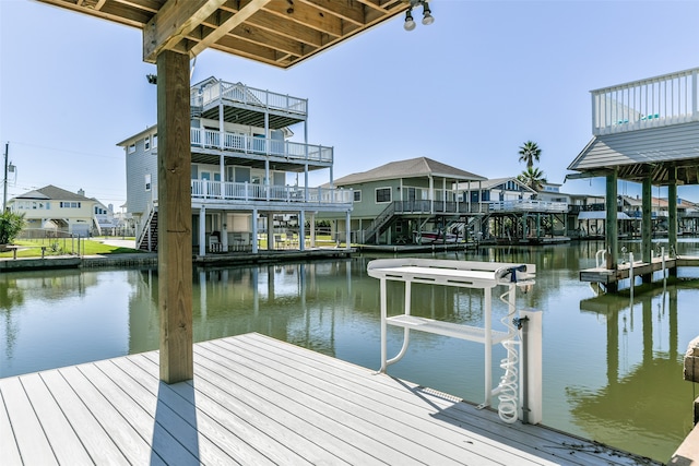 dock area featuring a water view