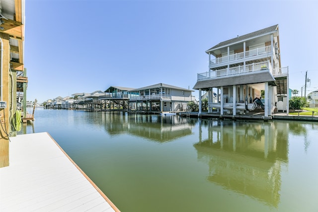 view of dock featuring a water view