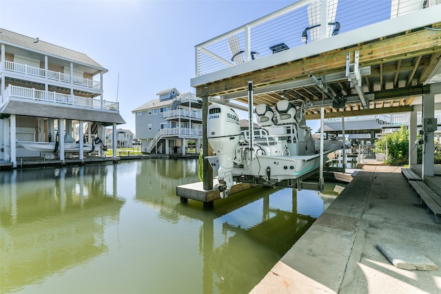 view of dock featuring a water view