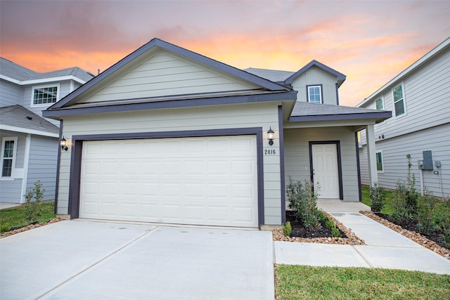 view of front of house with a garage