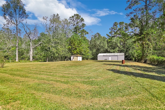 view of yard featuring an outdoor structure