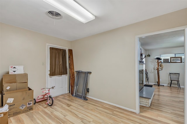 misc room with light wood-type flooring