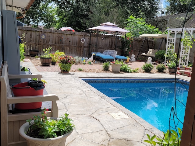 view of pool featuring a patio area