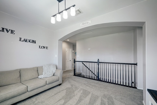 living room with carpet floors