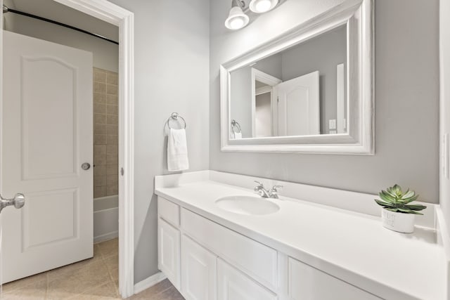 bathroom with vanity and tile patterned floors