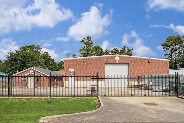 exterior space with a garage