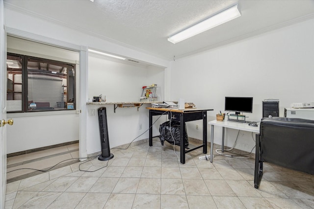 11126 Timber Crest Dr, Houston, TX 77065 - office area with a textured ceiling and light tile patterned floors