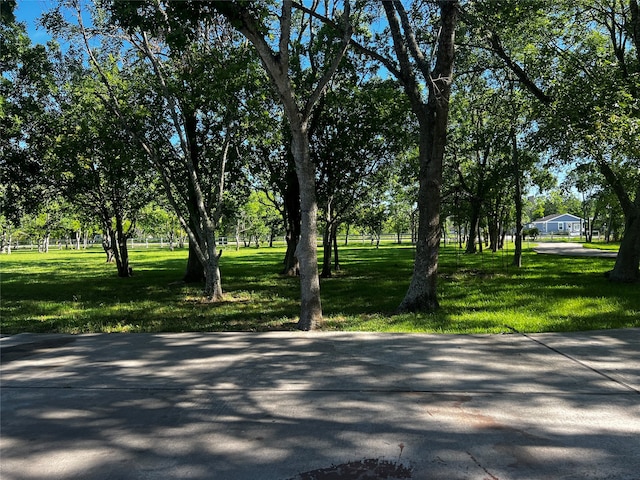 view of property's community with a lawn