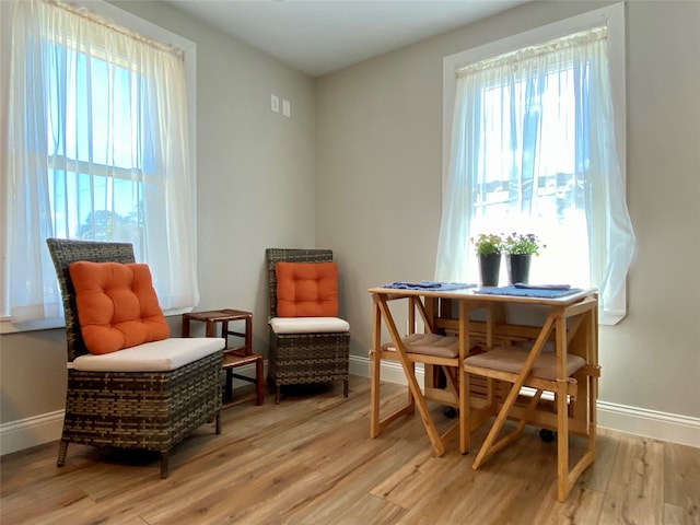 living area featuring light hardwood / wood-style flooring