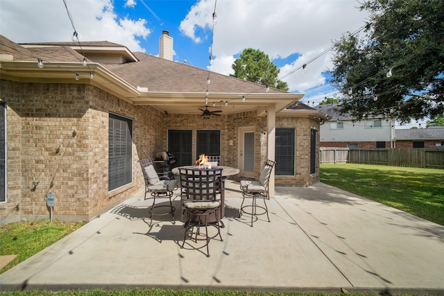 view of patio / terrace featuring ceiling fan