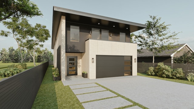 contemporary house featuring a garage