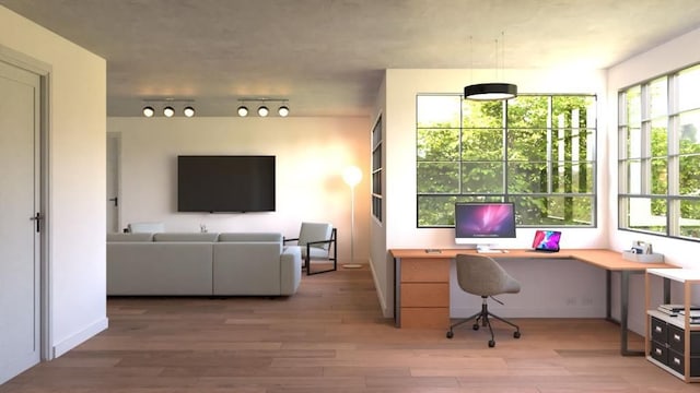 office area featuring hardwood / wood-style flooring