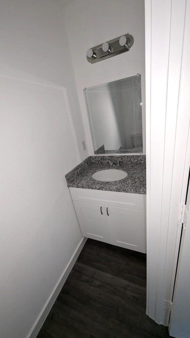 bathroom featuring wood-type flooring and vanity