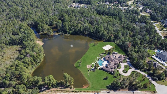 27918 Hansons Ct, Spring, TX 77386 - aerial overview of property's location featuring a large body of water and a forest
