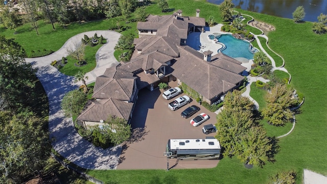 27918 Hansons Ct, Spring, TX 77386 - drone / aerial view of a pool and a nearby body of water