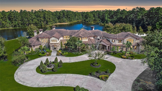 27918 Hansons Ct, Spring, TX 77386 - aerial view at dusk of a water view and a wooded view
