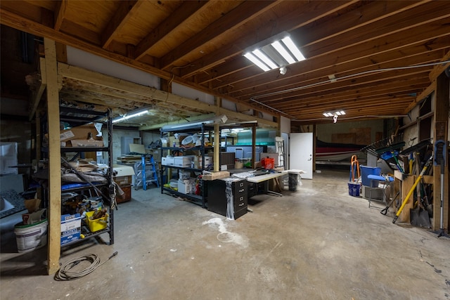 basement featuring a workshop area