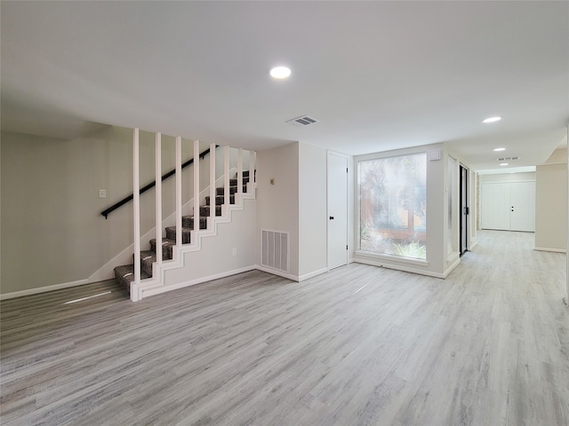 unfurnished living room featuring light hardwood / wood-style flooring