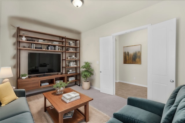 living room with light hardwood / wood-style flooring