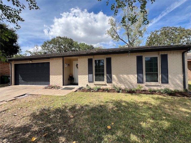 ranch-style house with a front lawn and a garage