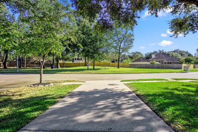 view of home's community with a yard